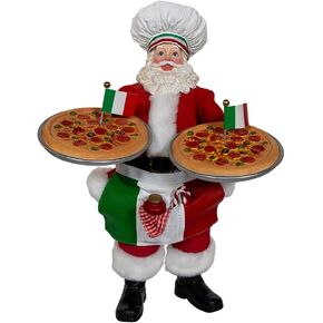 Kurt Adler 11-inch Fabriché™ Chef Santa Holding Two Trays of Pizza