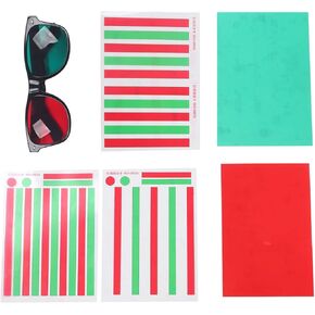 Red Green Vision Correction Cards, Myopia Strabismus Glasses Eye Training Reading Aids for Amblyopia Training