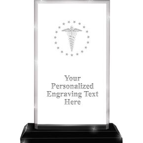 6" Billboard Skyline Medical Caduceus Acrylic Award, Custom Engraved Medical Caduceus Trophy, Engraving Included, Prime