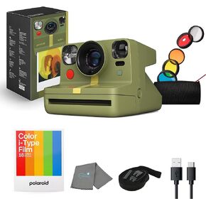Now+ Gen 2 Instant Camera, Black, Bluetooth Now Plus Film Camera with 5 Piece Lens Filter Kit & Pouch, 8 Color Instant Camera Film, and Lumintrail Lens Cleaning Cloth