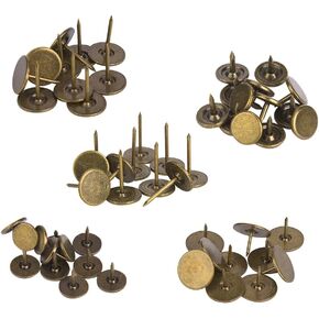 100Pcs Flat Head Nail, Cyan Bronze Upholstery Flat Head Tacks Drawing Pin Assortment Kit Furniture Nails Iron Art Accessories for Door Sofa Upholstered Decoration (16x20mm)