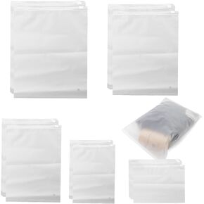 Clothes Packaging Bags,20 pcs Clear Resealable Zipper Bags for Clothes,5 Size Frosted Zipper Plastic Bags with Vent Holes for Travel Packaging T-Shirt, Shirt, Document