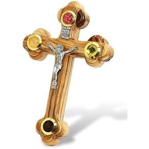 Wall Cross of Olive Wood with Crucifix Catholic from Jerusalem by Holy Land
