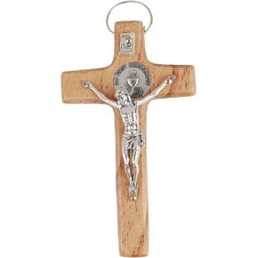 Needzo Wooden Wall Cross, First Communion Chalice and Grapes Crucifix, Religious Hanging Decorations, 4.25 Inches