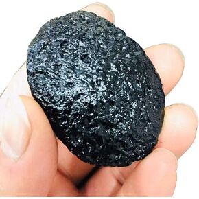 1pcs raw Natural Stone Meteorite Quartz Oval Stone Rough Black Tektite Specimen for Sale