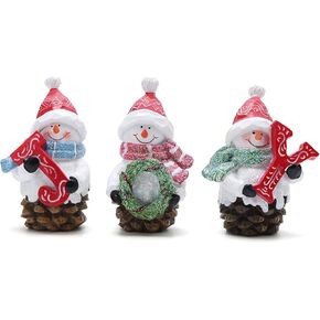 Hodao Christmas Decorations Indoor Christmas Snowman Figurines for Home Winter for Table Top Centerpiece Fireplace Decor Cute Christmas Snowman Figurines Gifts (3PCS Family Snowman Figurine)