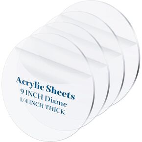 4 قطع من دوائر الأكريليك من Acrux7، ورقة أكريليك مستديرة شفافة مقاس 9 بوصات، 1/4 بوصة فارغة من دوائر الأكريليك السميكة، ورقة أكريليك مستديرة شفافة مقاس 6 مم للحرف اليدوية، والمشروعات اليدوية، وقرص الكيك، وسطح الطاولة، والرسم، والخلفية in Kuwait