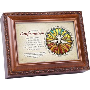Cottage Garden Confirmation God with You Woodgrain Rope Traditional Music Box Plays Friend in Jesus