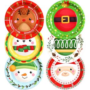 ceiba tree Christmas Paper Plates 60Pcs Party Plates Disposable 9" Winter Holiday Dinner Party Supplies