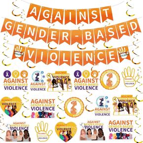 35 Pcs 16 Days of Activism Against Gender Based Violence Banner Domestic Violence Awareness Decor Against Gender Based Violence Banner Hanging Swirls Wall Decor Party Favor for Festival Party Supplies