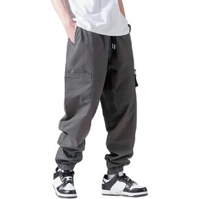 LYRXXX Men's Casual Cargo Pants Hiking Workout Pants Cotton Drawstring Joggers Pants Sweatpants for Men