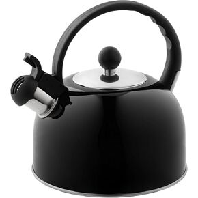 2.5 Liter Whistling Tea Kettle - Modern Stainless Steel Whistling Tea Pot for Stovetop Hot Water Boiler with Cool Grip Ergonomic Handle (Wine Red, 2.5 Quarts/Liters) in Saudi Arabia