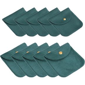 PATIKIL Jewelry Pouch, 10 Pack Soft Velvet Pouches with Snap Button Portable Storage for Rings Necklace Bracelet Earring Watch, Light Brown(3x3, 4x4)