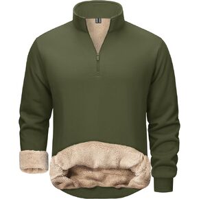 TACVASEN Men's Quarter Zip Sweatshirt Sherpa Lined Fleece Zipper Pullover Heavyweight Winter Warm Cotton Sweater
