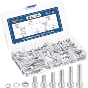 60pcs M8 Socket Head Cap Screws Bolts Nuts Assortment Kit - [M8x10/12/16/20/25/30mm] 304 Stainless Steel Allen Socket Drive for 3D Printer in Kuwait