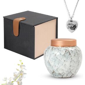 Mini Urn with Urn Necklace, Memorial Cremation Keepsake Urn for Human Ashes, Small Urn for Ashes with Urn Necklaces for Ashes for Women, Cremation Jewelry for Ashes, Pink