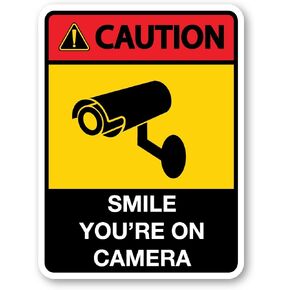 Caution Sign: Smile You're On Camera Security Magnet is 6" x 5" Made for Vehicles and Refrigerators