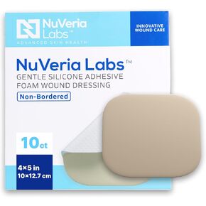 Hospital Grade Non-Bordered Foam Wound Dressing - Gentle Silicone Adhesive Helps minimize discomfort, 4 x 5, 10 Each/Box