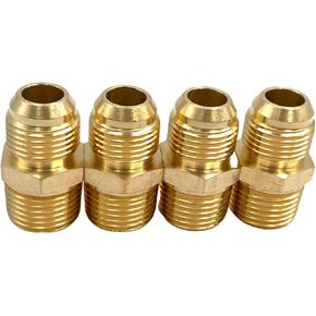 4Pcs 1/2" NPT x 1/2 Flare Fittings,1/2 Flare to 1/2 Inch NPT Male Brass Pipe Connectors