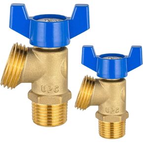 2-Pack EFIELD Boiler Drain Valve, 1/2 inch MIP x 3/4 inch MHT, 1/4-Turn, Brass Made