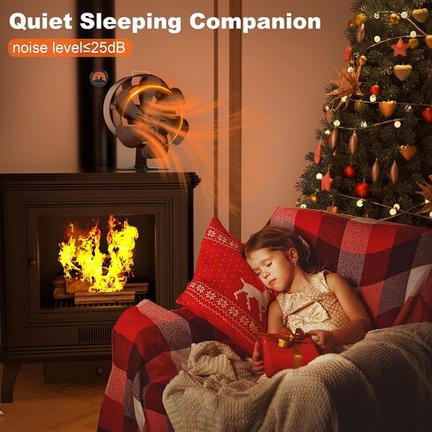 Easywave Oscillating Wood Stove Fan: Fireplace Fan with Wood Stove Magnetic Thermometer - 6 Blades Heat Powered Stove Fan for Wood/Log Burner/Fireplaces in Saudi Arabia