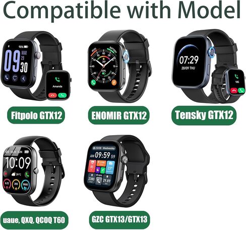 GTX13, GTX12 Smart Watches Band, 22mm Elastic Silicone Hollowed Out Replacement Straps Compatible for Fitpolo GTX12, ENOMIR GTX12, Tensky GTX12, uaue T60, QXQ T60, QCOQ T60 Smart Watches in Saudi Arabia