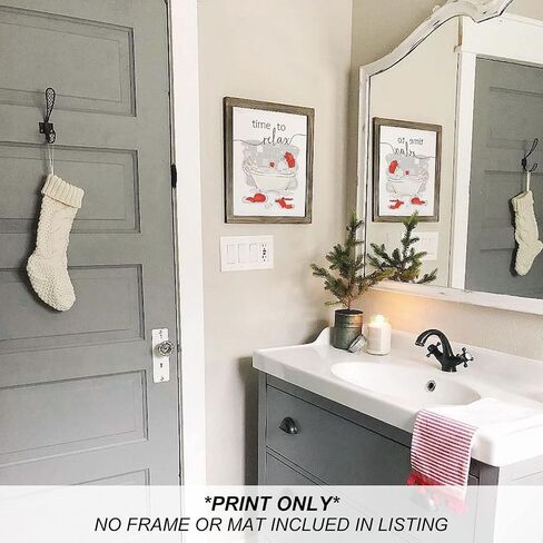 heilkee Funny Christmas Bathroom Decor Wall Art Red and White Christmas Decor Relax Sign Santa Claus Pictures Funny Christmas Gifts(UNFRAMED 8x10in) in Kuwait