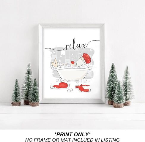 heilkee Funny Christmas Bathroom Decor Wall Art Red and White Christmas Decor Relax Sign Santa Claus Pictures Funny Christmas Gifts(UNFRAMED 8x10in) in Kuwait