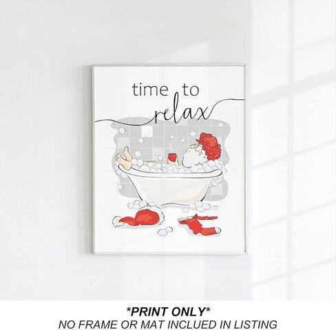 heilkee Funny Christmas Bathroom Decor Wall Art Red and White Christmas Decor Relax Sign Santa Claus Pictures Funny Christmas Gifts(UNFRAMED 8x10in) in Kuwait