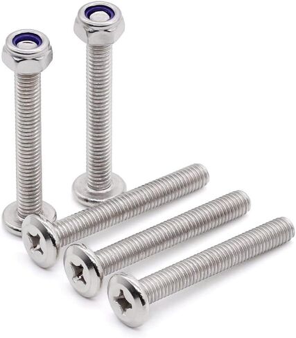 Glvaner (15 sets) M6-1.0 x 65mm Stainless Steel (304) Flat Round Head Machine Screws and M6-1.0 Hex Locknuts with Blue Nylon Insert Furniture Table Shelf Screw Hardware Assortment in Kuwait