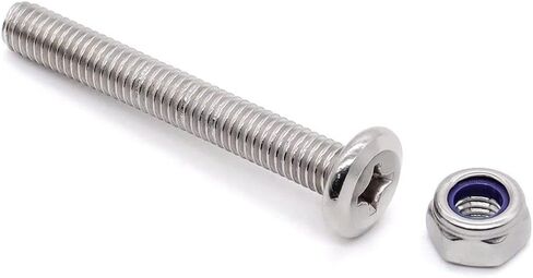 Glvaner (15 sets) M6-1.0 x 65mm Stainless Steel (304) Flat Round Head Machine Screws and M6-1.0 Hex Locknuts with Blue Nylon Insert Furniture Table Shelf Screw Hardware Assortment in Kuwait