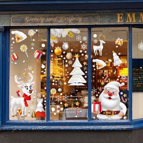 272pcs Christmas Window Clings for Glass Windows 6Sheets Christmas Decorations Christmas Window Stickers for Kids Holiday Window Clings Winter Decorations Window Glass Mirror Decor in Saudi Arabia