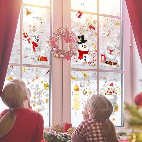 272pcs Christmas Window Clings for Glass Windows 6Sheets Christmas Decorations Christmas Window Stickers for Kids Holiday Window Clings Winter Decorations Window Glass Mirror Decor in Saudi Arabia