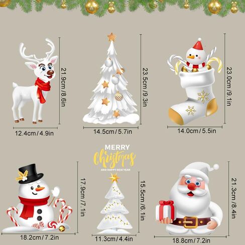 272pcs Christmas Window Clings for Glass Windows 6Sheets Christmas Decorations Christmas Window Stickers for Kids Holiday Window Clings Winter Decorations Window Glass Mirror Decor in Saudi Arabia