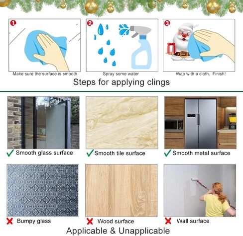 272pcs Christmas Window Clings for Glass Windows 6Sheets Christmas Decorations Christmas Window Stickers for Kids Holiday Window Clings Winter Decorations Window Glass Mirror Decor in Saudi Arabia