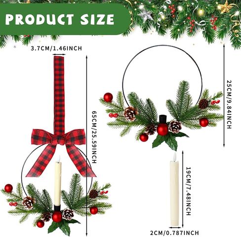 2 Pcs Kitchen Cabinet Wreath Lighted Christmas Wreaths, Xmas Wreath for Front Door Christmas Decor, Artificial Wreath Christmas Party Decorations for Door Window Indoor Outdoor in Saudi Arabia