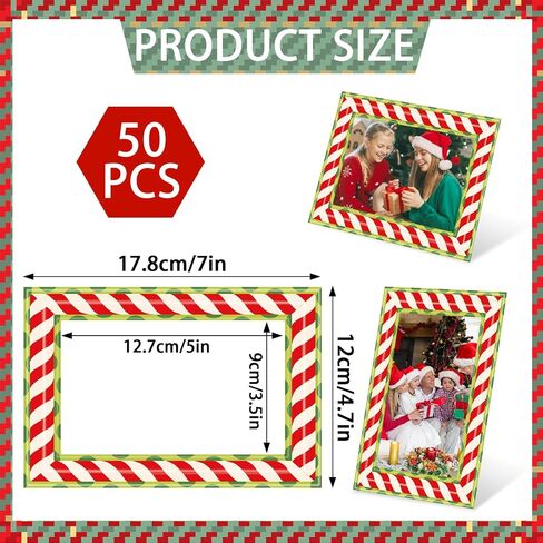إطارات صور ورقية من Whaline 50 قطعة مع حامل مقاس 4 × 6 بوصة إطارات صور حلوى عيد الميلاد DIY لعرض الصور للمنزل والمكتب والفصول الدراسية وديكور حفلات الأعياد in Saudi Arabia