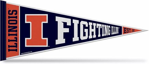 راية ديكور حائط من اللباد مقاس 30.48 سم × 76.2 سم من Rico Industries NCAA Illinois Fighting Illini Rally - رائعة للمنزل/غرفة النوم/ديكور كهف الرجل in Saudi Arabia