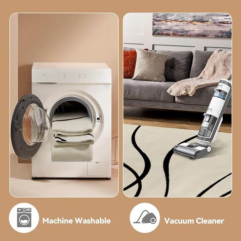 HOMBYS سجادة منطقة أشعث حديثة مقاس 8 × 10 أقدام لغرفة المعيشة وغرفة النوم، سجاد مجردة من القطيفة غير قابل للتساقط لغرفة الطعام، سجادة سميكة ناعمة كريمية انتقالية لتزيين المنزل، بيج in Saudi Arabia