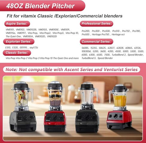 𝑵𝒆𝒘 For Vitamix Replacement Pitcher 64oz，Replace Vitamix Blender Container Cup 5200 5000 6500 7500 Pro500 750 Vita-Prep Vm0101 Vm0102 Vm0103 Vm0197 E310 320 Series（More In Figure 6)，5 Yr Warranty in Kuwait
