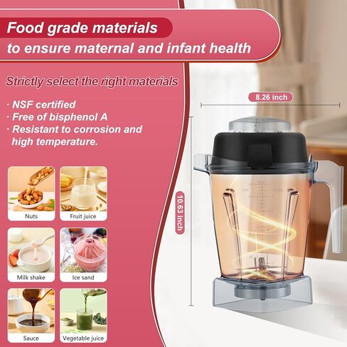 𝑵𝒆𝒘 For Vitamix Replacement Pitcher 64oz，Replace Vitamix Blender Container Cup 5200 5000 6500 7500 Pro500 750 Vita-Prep Vm0101 Vm0102 Vm0103 Vm0197 E310 320 Series（More In Figure 6)，5 Yr Warranty in Kuwait