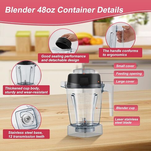 𝑵𝒆𝒘 For Vitamix Replacement Pitcher 64oz，Replace Vitamix Blender Container Cup 5200 5000 6500 7500 Pro500 750 Vita-Prep Vm0101 Vm0102 Vm0103 Vm0197 E310 320 Series（More In Figure 6)，5 Yr Warranty in Kuwait