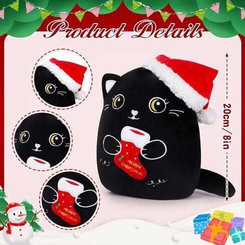 ألعاب قطيفة لرجل ثلج عيد الميلاد - لعبة حيوان محشوة على شكل رجل ثلج مقاس 8 بوصات مع تطريز ناعم لعيد الميلاد مع قبعة وشاح ووسادة قطيفة لطيفة وهدايا عيد الميلاد للأطفال الأولاد والبنات in Kuwait