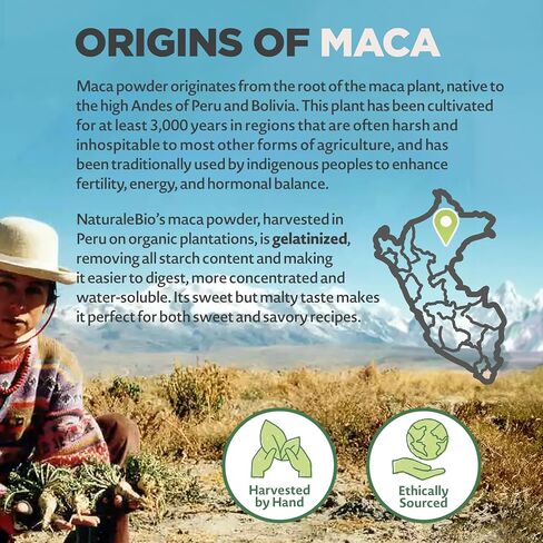 Organic Maca Powder [ Gelatinised] 400g. 100% Peruvian, Natural and Pure, from Organic Maca Root. Vegetarian and Vegan Friendly in Kuwait