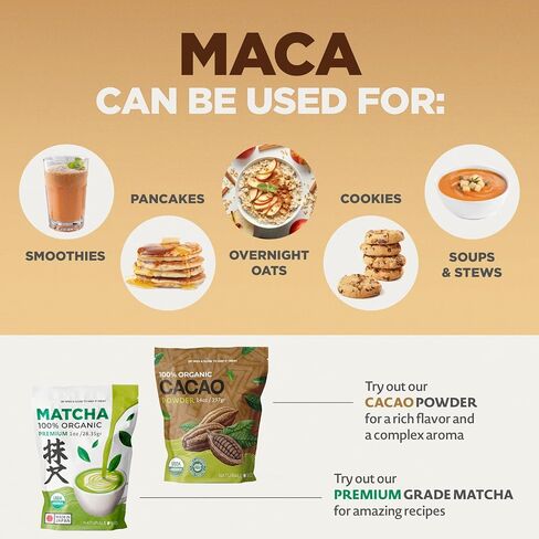 Organic Maca Powder [ Gelatinised] 400g. 100% Peruvian, Natural and Pure, from Organic Maca Root. Vegetarian and Vegan Friendly in Kuwait