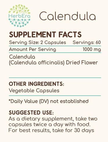 Calendula 60 Capsules, Made from Calendula (Calendula Officinalis) Dried Flower (60 Capsules) in Saudi Arabia
