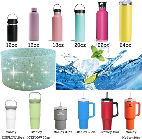 Protective Glitter Silicone Boot, Silicone Bottom for Stanley Cup Boot Quencher Adventure 40oz&for Hydroflask Boot 12-24oz for Stanley Tumbler Accessories, Avoid Scratches&Noise in Saudi Arabia