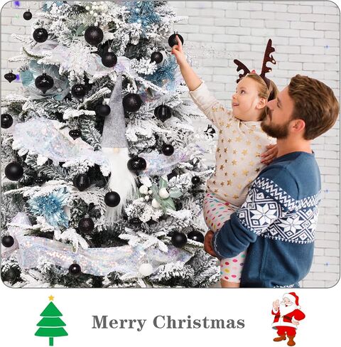52-Pack Shatterproof Black Christmas Tree Ornaments and Star Topper - For Holiday Decor in Saudi Arabia