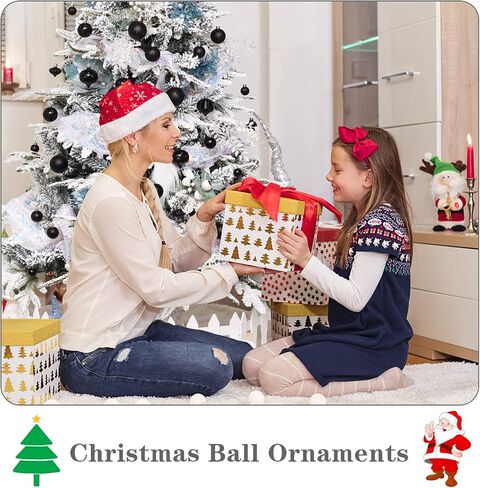 52-Pack Shatterproof Black Christmas Tree Ornaments and Star Topper - For Holiday Decor in Saudi Arabia