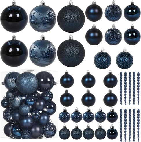 Christmas Ball Ornaments for Christmas Decorations - 41 Pieces Xmas Tree Blue Shatterproof Ball Ornaments with Hanging Loop for Holiday and Party Decoration in Saudi Arabia